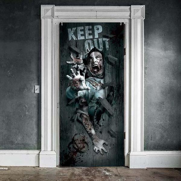 DECORACIÓ HALLOWEEN PUERTA ZOMBIE ATTACK 80x180cm