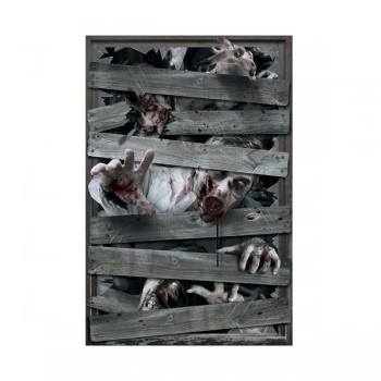 DECORACIÓ HALLOWEEN VENTANA ATAQUE ZOMBIE 80x180cm