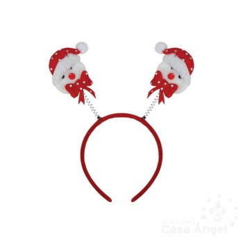 DIADEMA COLOR ROJO CON MUÑECOS DE NIEVE