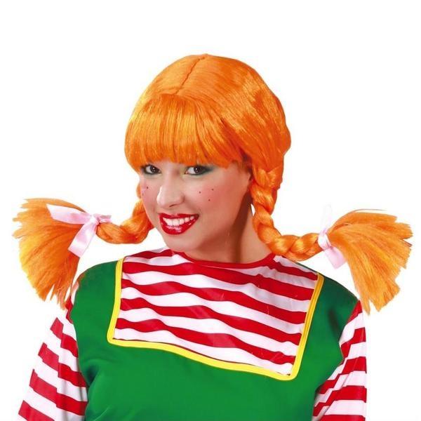 PELUCA PIPI TRENZAS NARANJA