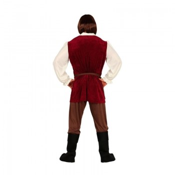 TRAJE DE POSADERO MEDIEVAL CON CHALECO GRANATE PARA HOMBRE
