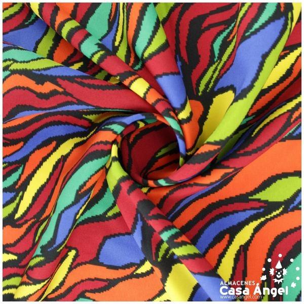 STRECH ESTAMPADO MANCHAS MULTICOLOR SERIE FIESTA 150cm