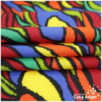 STRECH ESTAMPADO MANCHAS MULTICOLOR SERIE FIESTA 150cm