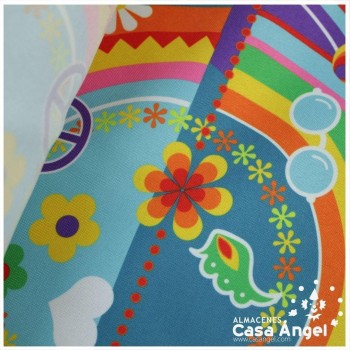 TEJIDO ESTAMPADO HIPPY PSICODÉLICO MULTICOLOR 150cm