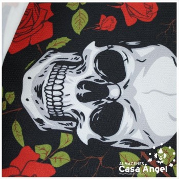 TEJIDO STRECH ESTAMPADO CALAVERA ROSA 150cm