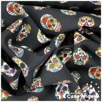 STRETCH ESTAMPADO SERIE FIESTA CALAVERA MEXICANA 150cm