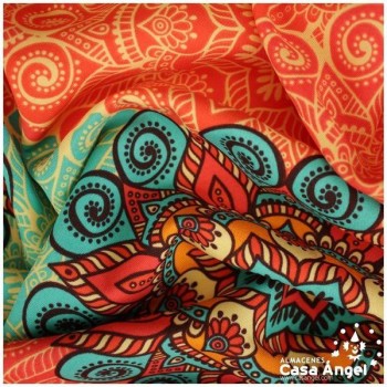 STRECH ESTAMPADO DE MANDALAS MULTICOLOR SERIE FIESTA 150cm