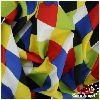 STRECH ESTAMPADO ROMBOS MULTICOLOR SERIE FIESTA 150cm