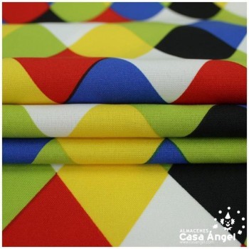 STRECH ESTAMPADO ROMBOS MULTICOLOR SERIE FIESTA 150cm