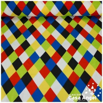 STRECH ESTAMPADO ROMBOS MULTICOLOR SERIE FIESTA 150cm