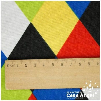 STRECH ESTAMPADO ROMBOS MULTICOLOR SERIE FIESTA 150cm