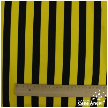 STRECH ESTAMPADO LISTAS AMARILLO NEGRO SERIE FIESTA 150cm