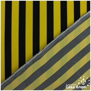 STRECH ESTAMPADO LISTAS AMARILLO NEGRO SERIE FIESTA 150cm