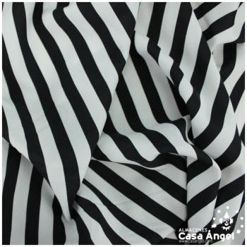 STRECH ESTAMPADO LISTAS BLANCO NEGRO SERIE FIESTA 150cm