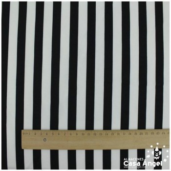 STRECH ESTAMPADO LISTAS BLANCO NEGRO SERIE FIESTA 150cm