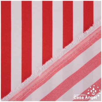 STRECH ESTAMPADO LISTAS ROJO BLANCO SERIE FIESTA 150cm