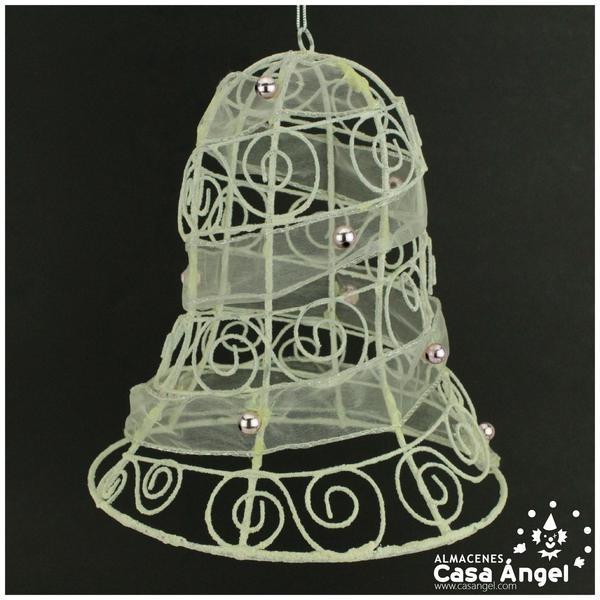 CAMPANA GLITTER BLANCA CON VELO 26cm