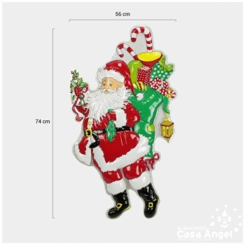 DECORACIÓN PARED PAPÁ NOEL CON SACO 74cm