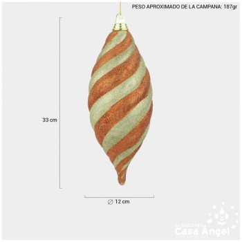 LÁGRIMA NAVIDAD ORO RAYAS 33cm