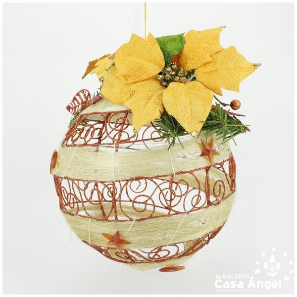 BOLA NAVIDAD NARANJA GLITTER ESPIRAL RAMILLETE 20cm