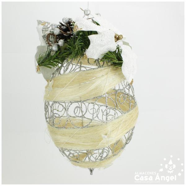 LÁGRIMA NAVIDAD PLATA GLITTER 26cm