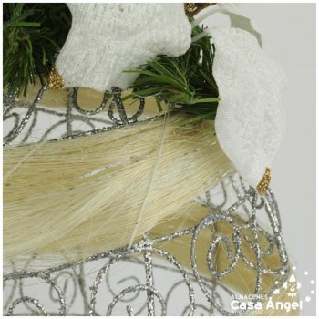 LÁGRIMA NAVIDAD PLATA GLITTER 26cm