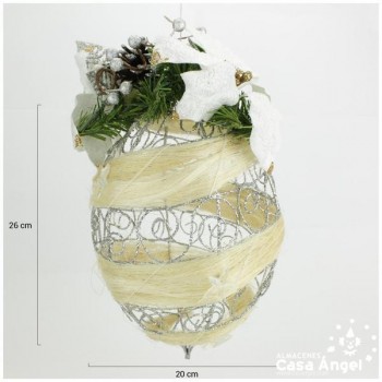LÁGRIMA NAVIDAD PLATA GLITTER 26cm