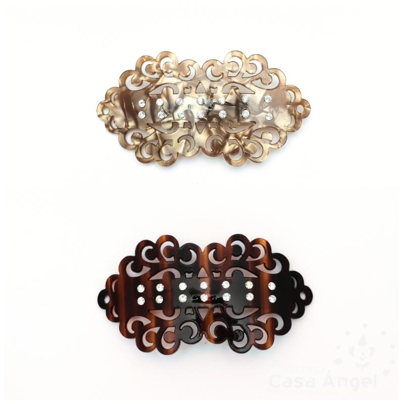 BROCHE EFECTO CONCHA CALADO CON ALFILER 8X4cm