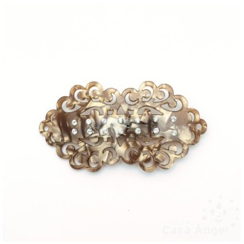 BROCHE EFECTO CONCHA CALADO CON ALFILER 8X4cm
