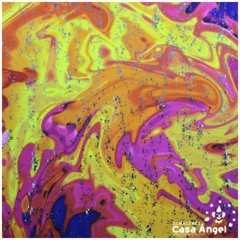 LYCRA MULTICOLOR FOIL SERIE FUEGO NARANJA 150cm