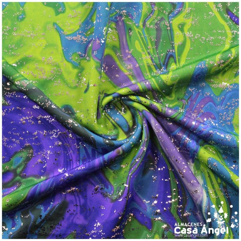LYCRA MULTICOLOR FOIL SERIE FUEGO VERDE 150cm