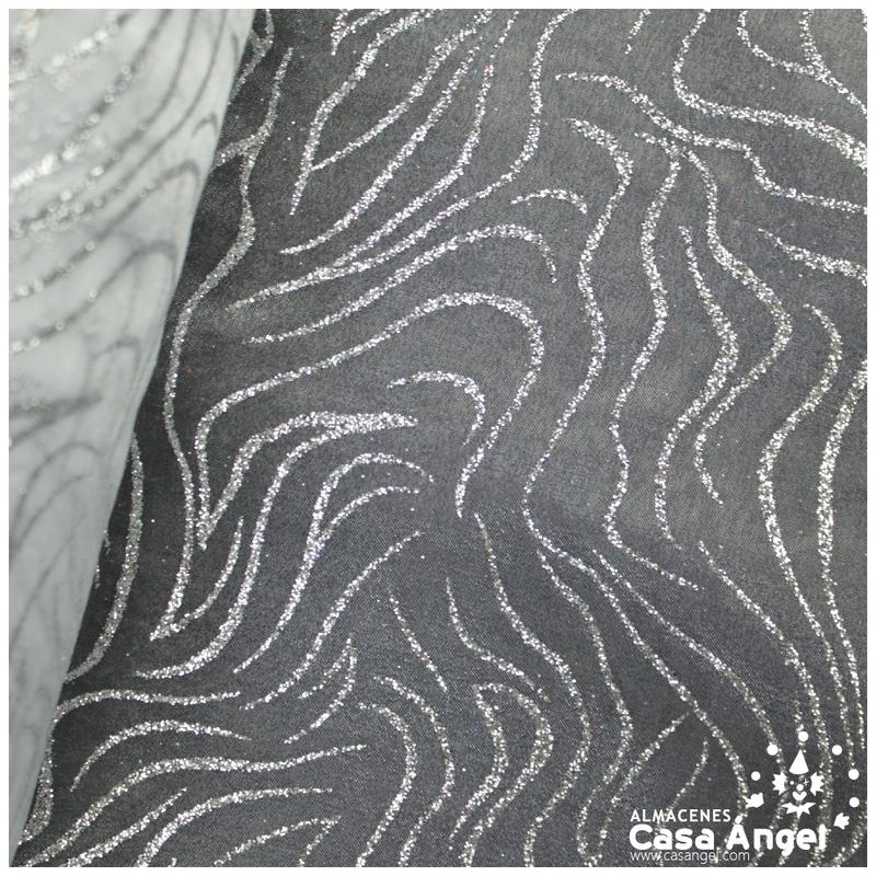 ORGANDÍ CRISTAL BLANCO ESTAMPADO GLITTER SERIE NEKO 148cm