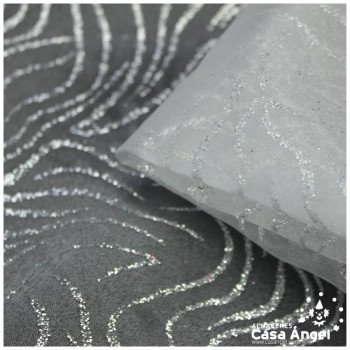ORGANDÍ CRISTAL BLANCO ESTAMPADO GLITTER SERIE NEKO 148cm