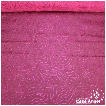 ORGANDÍ CRISTAL FUCSIA ESTAMPADO GLITTER SERIE NEKO 148cm