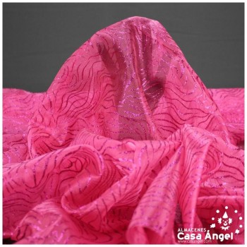 ORGANDÍ CRISTAL FUCSIA ESTAMPADO GLITTER SERIE NEKO 148cm