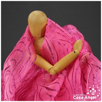 ORGANDÍ CRISTAL FUCSIA ESTAMPADO GLITTER SERIE NEKO 148cm