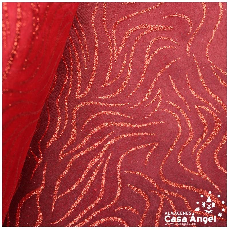 ORGANDÍ CRISTAL ROJA ESTAMPADO GLITTER SERIE NEKO 148cm