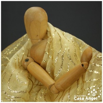 ORGANDÍ CRISTAL DORADO ESTAMPADO GLITTER SERIE NEKO 148cm