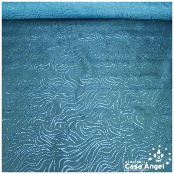 ORGANDÍ CRISTAL TURQUESA ESTAMPADO GLITTER SERIE NEKO 148cm