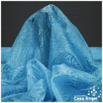 ORGANDÍ CRISTAL TURQUESA ESTAMPADO GLITTER SERIE NEKO 148cm