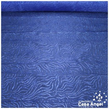 ORGANDÍ CRISTAL AZUL ESTAMPADO GLITTER SERIE NEKO 148cm
