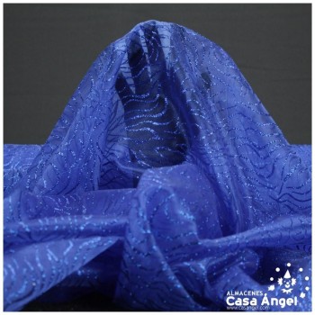ORGANDÍ CRISTAL AZUL ESTAMPADO GLITTER SERIE NEKO 148cm