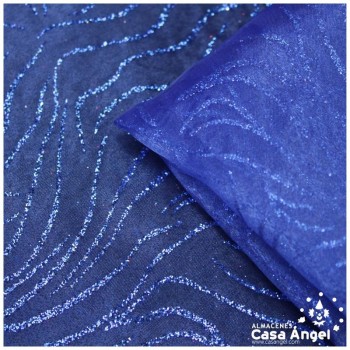 ORGANDÍ CRISTAL AZUL ESTAMPADO GLITTER SERIE NEKO 148cm
