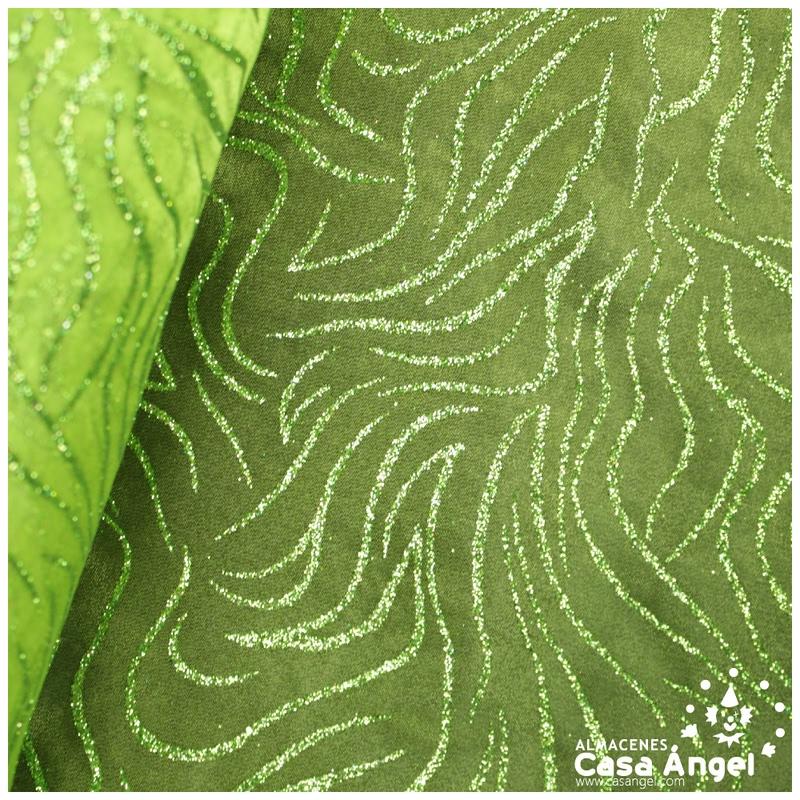 ORGANDÍ CRISTAL PISTACHO ESTAMPADO GLITTER SERIE NEKO 148cm
