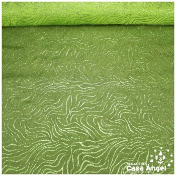 ORGANDÍ CRISTAL PISTACHO ESTAMPADO GLITTER SERIE NEKO 148cm