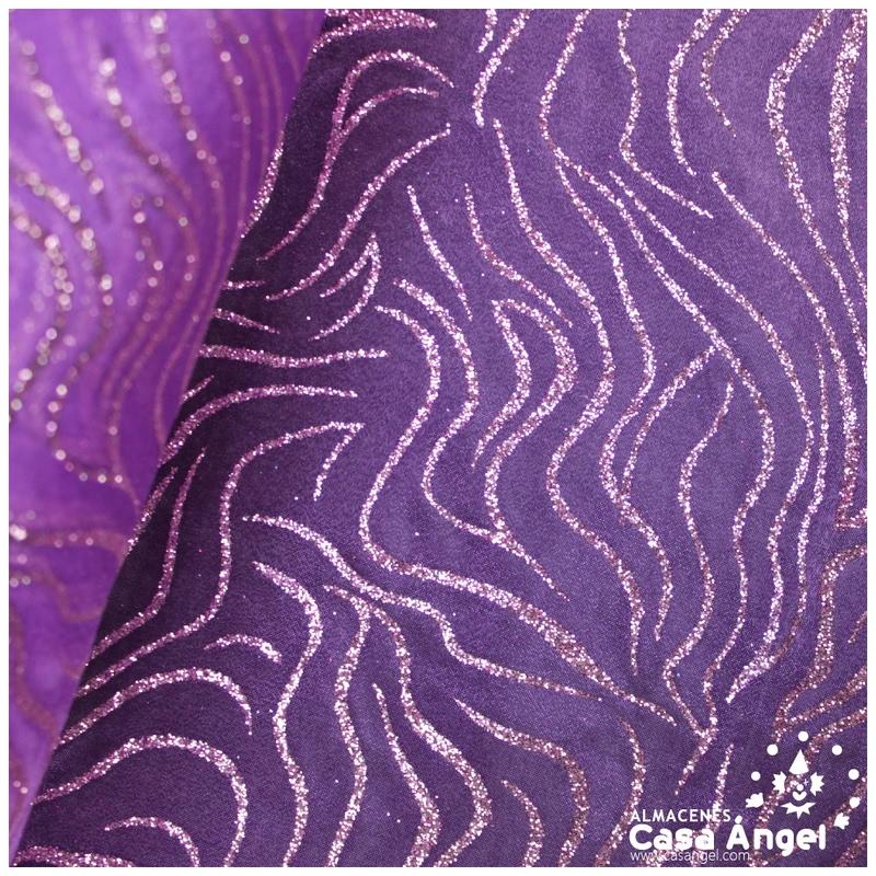 ORGANDÍ CRISTAL PÚRPURA ESTAMPADO GLITTER SERIE NEKO 148cm