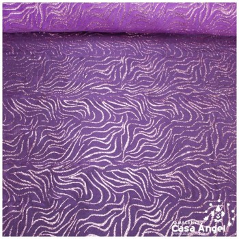 ORGANDÍ CRISTAL PÚRPURA ESTAMPADO GLITTER SERIE NEKO 148cm