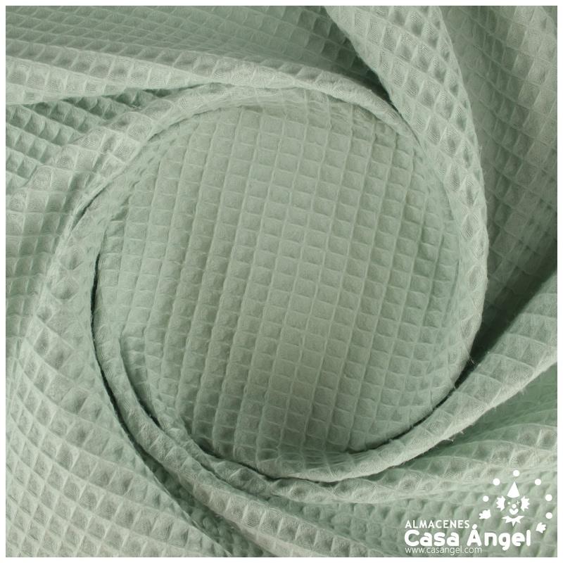 TELA GOFRE VERDE MENTA DE ALGODÓN ECOLÓGICO 150cm