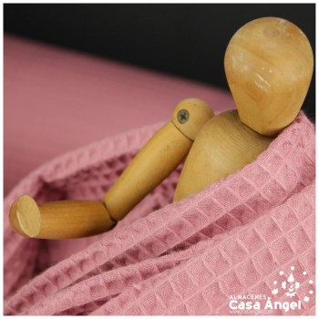 TELA GOFRE ROSA ANTIGUO DE ALGODÓN ECOLÓGICO 150cm