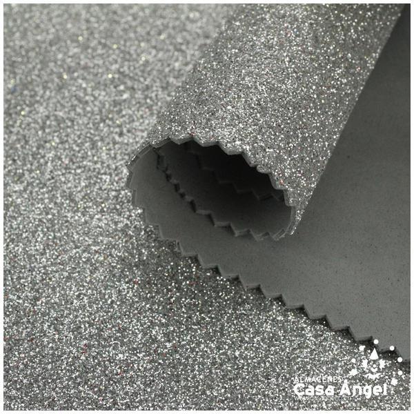 GOMA EVA GLITTER COLOR PLATA